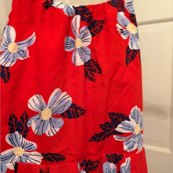 Girls Tommy Hilfiger Red Floral Sleeveless Fit Flare Dress 100% Cotton Size 12 - Picture 3 of 4